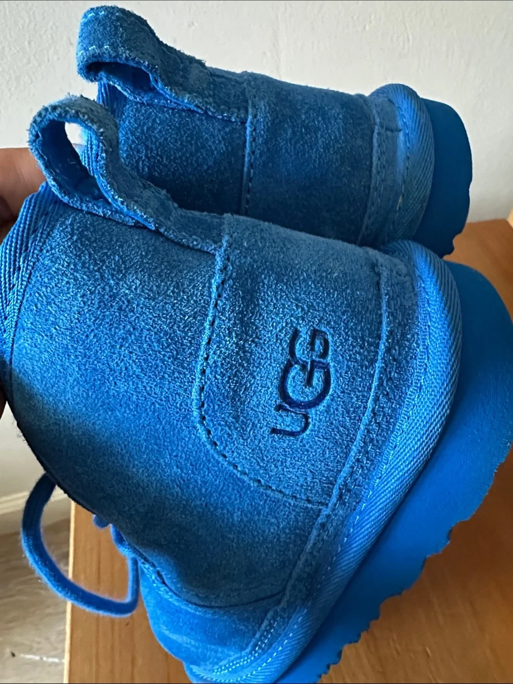 UGG Kids Blue Suede Lace-Up Bootie